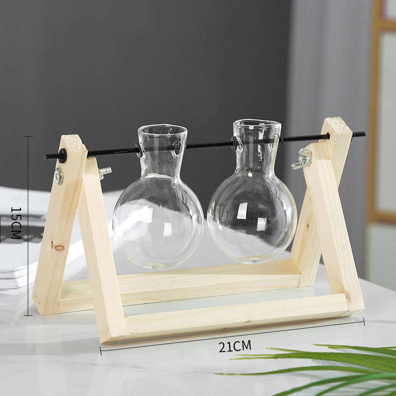 Swing Wooden Stand Hydroponic Plant Container Glass Vase | Orazek UK Ltd