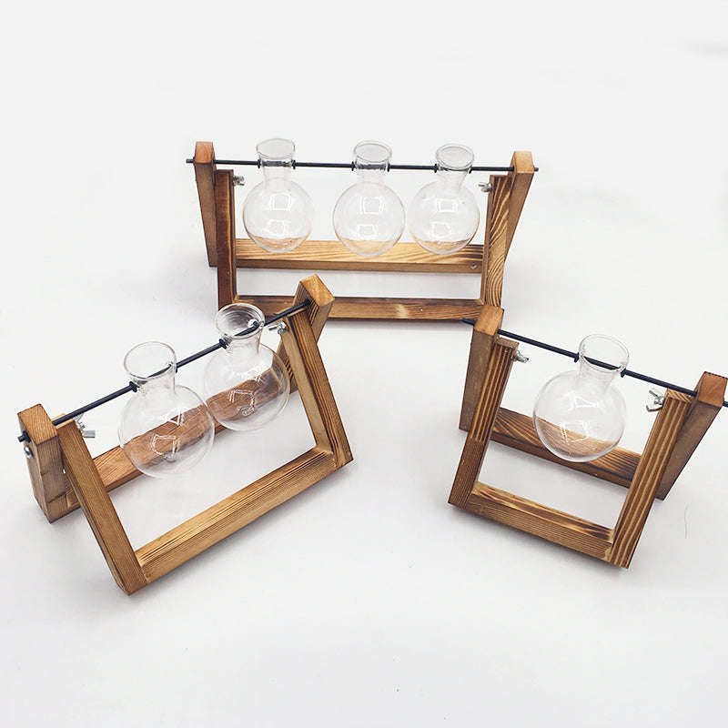 Swing Wooden Stand Hydroponic Plant Container Glass Vase Orazek UK Ltd