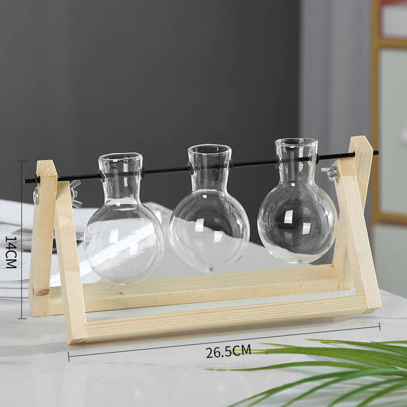 Swing Wooden Stand Hydroponic Plant Container Glass Vase Orazek UK Ltd