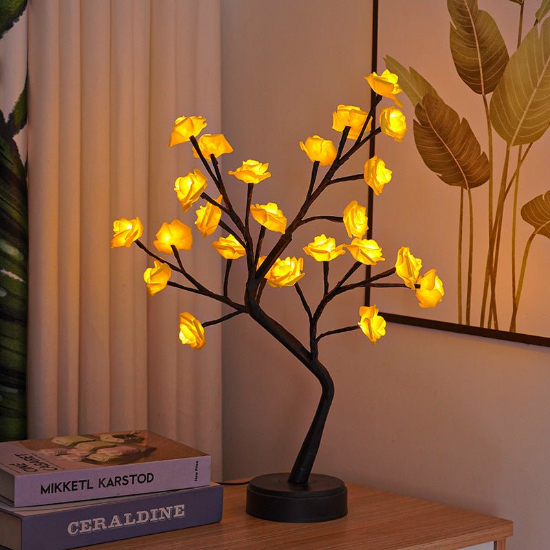Table Lamp Flower Tree Rose Lamps Fairy Desk Night Lights USB Operated Gifts For Wedding Valentine Christmas Decoration | Orazek UK Ltd