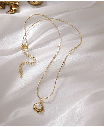 Temperament Retro Baroque Freshwater Pearl Necklace Titanium Steel Color Preservation | Orazek UK Ltd