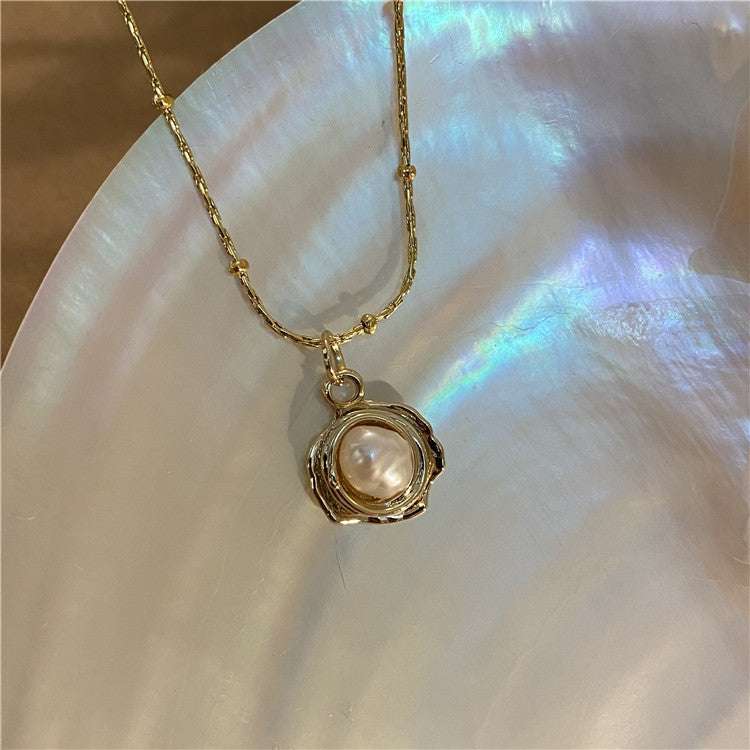 Temperament Retro Baroque Freshwater Pearl Necklace Titanium Steel Color Preservation | Orazek UK Ltd