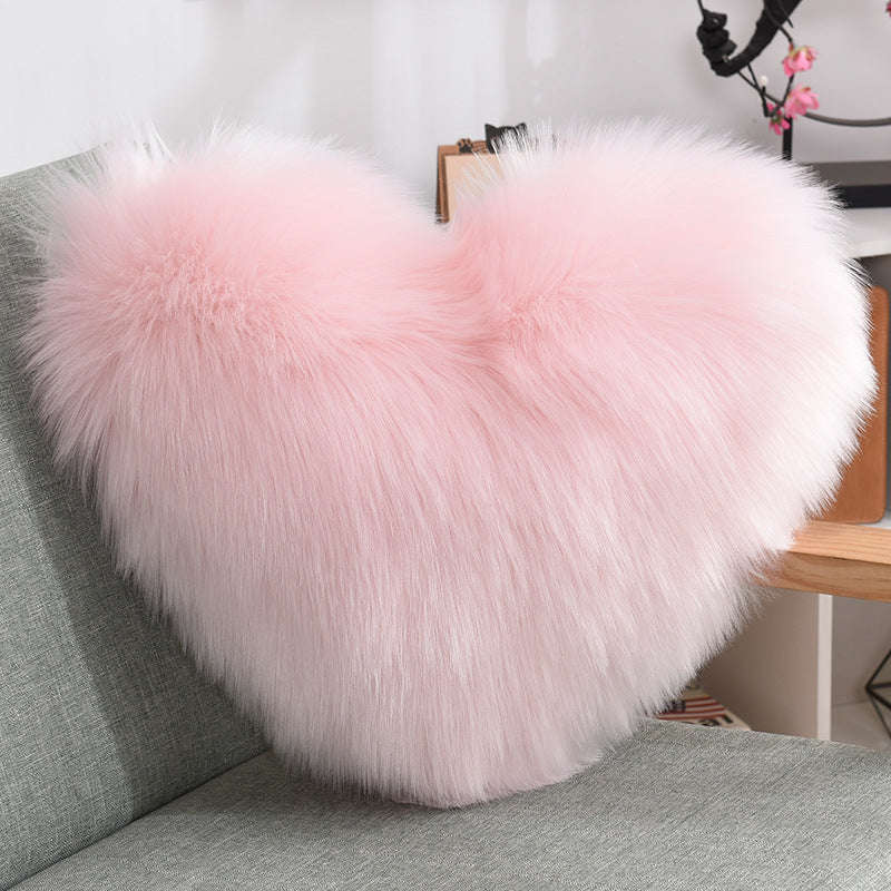 Throw Pillows Heart Shape Long Plush Fluffy Shaggy Cushion Cover Sofa Cushions Decorative Pillow Covers Pillowcase White Orazek UK Ltd