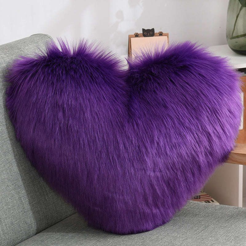 Throw Pillows Heart Shape Long Plush Fluffy Shaggy Cushion Cover Sofa Cushions Decorative Pillow Covers Pillowcase White Orazek UK Ltd