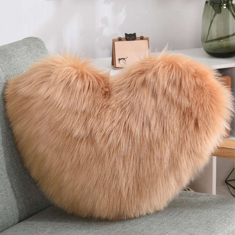 Throw Pillows Heart Shape Long Plush Fluffy Shaggy Cushion Cover Sofa Cushions Decorative Pillow Covers Pillowcase White Orazek UK Ltd