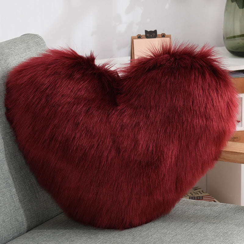 Throw Pillows Heart Shape Long Plush Fluffy Shaggy Cushion Cover Sofa Cushions Decorative Pillow Covers Pillowcase White Orazek UK Ltd