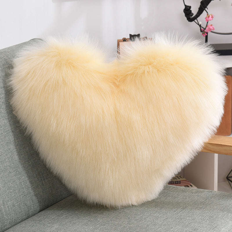 Throw Pillows Heart Shape Long Plush Fluffy Shaggy Cushion Cover Sofa Cushions Decorative Pillow Covers Pillowcase White Orazek UK Ltd