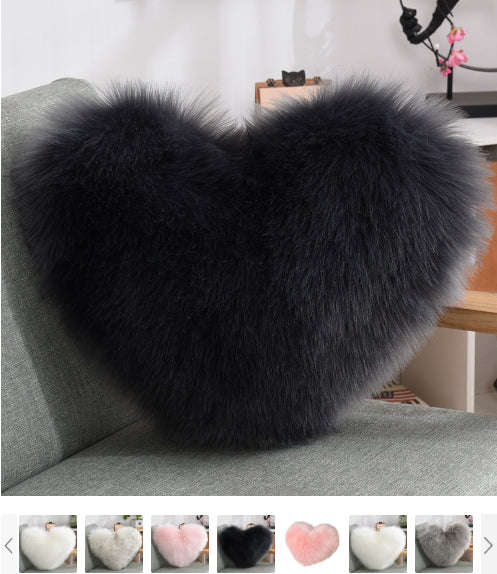 Throw Pillows Heart Shape Long Plush Fluffy Shaggy Cushion Cover Sofa Cushions Decorative Pillow Covers Pillowcase White Orazek UK Ltd