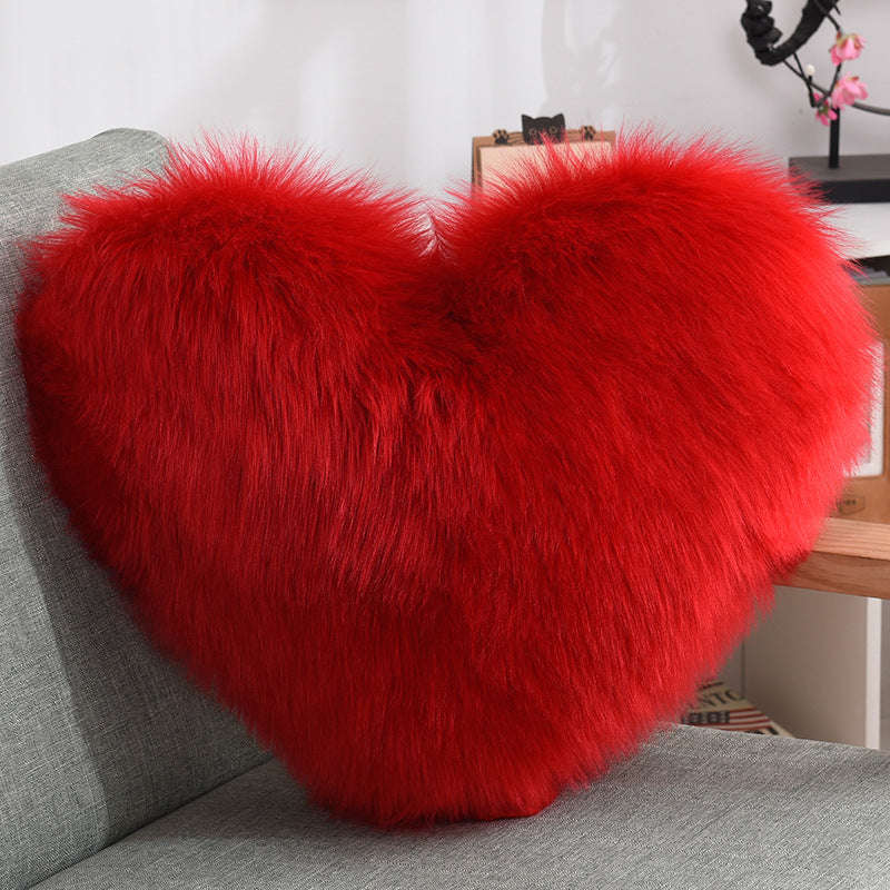 Throw Pillows Heart Shape Long Plush Fluffy Shaggy Cushion Cover Sofa Cushions Decorative Pillow Covers Pillowcase White Orazek UK Ltd