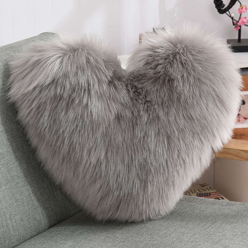 Throw Pillows Heart Shape Long Plush Fluffy Shaggy Cushion Cover Sofa Cushions Decorative Pillow Covers Pillowcase White Orazek UK Ltd