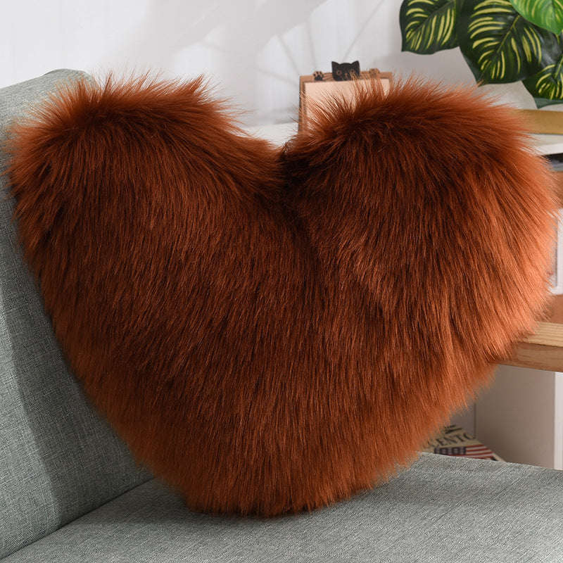 Throw Pillows Heart Shape Long Plush Fluffy Shaggy Cushion Cover Sofa Cushions Decorative Pillow Covers Pillowcase White Orazek UK Ltd