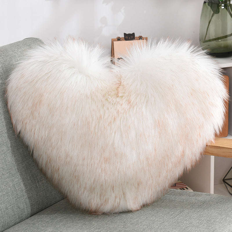 Throw Pillows Heart Shape Long Plush Fluffy Shaggy Cushion Cover Sofa Cushions Decorative Pillow Covers Pillowcase White Orazek UK Ltd