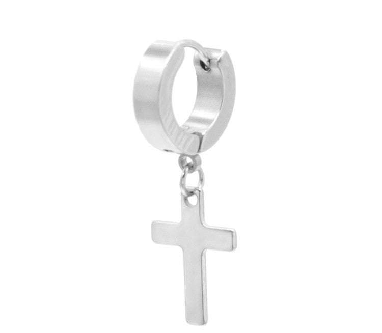 Titanium Steel Men's Cross Earrings Stainless Steel Cross | Orazek UK Ltd