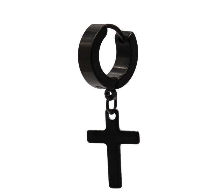Titanium Steel Men's Cross Earrings Stainless Steel Cross | Orazek UK Ltd