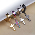 Titanium Steel Men's Cross Earrings Stainless Steel Cross | Orazek UK Ltd