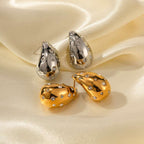 Trendy Fashionable 18K Gold-plated Stainless Steel Inlaid Zircon Chubby Stud Earrings | Orazek UK Ltd