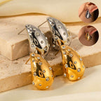 Trendy Fashionable 18K Gold-plated Stainless Steel Inlaid Zircon Chubby Stud Earrings | Orazek UK Ltd