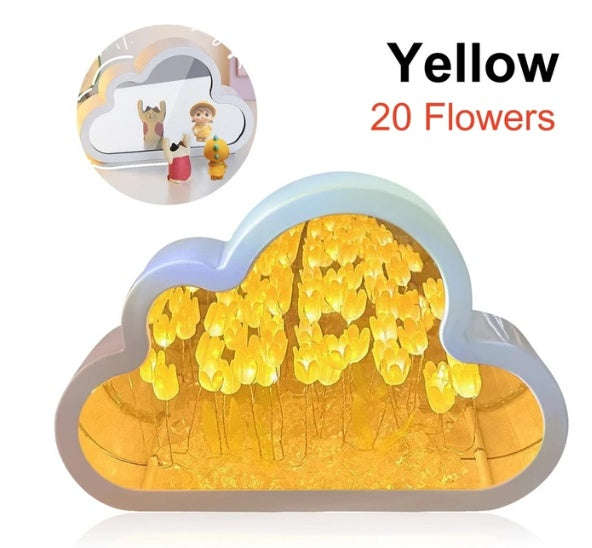 Tulip Night Lamp DIY Material Cloud Tulips Night Lamp Decorative Mirrors Photo Frame LED Table Lights Korean Creative Desk Bedroom Handmade Birthday Gifts | Orazek UK Ltd
