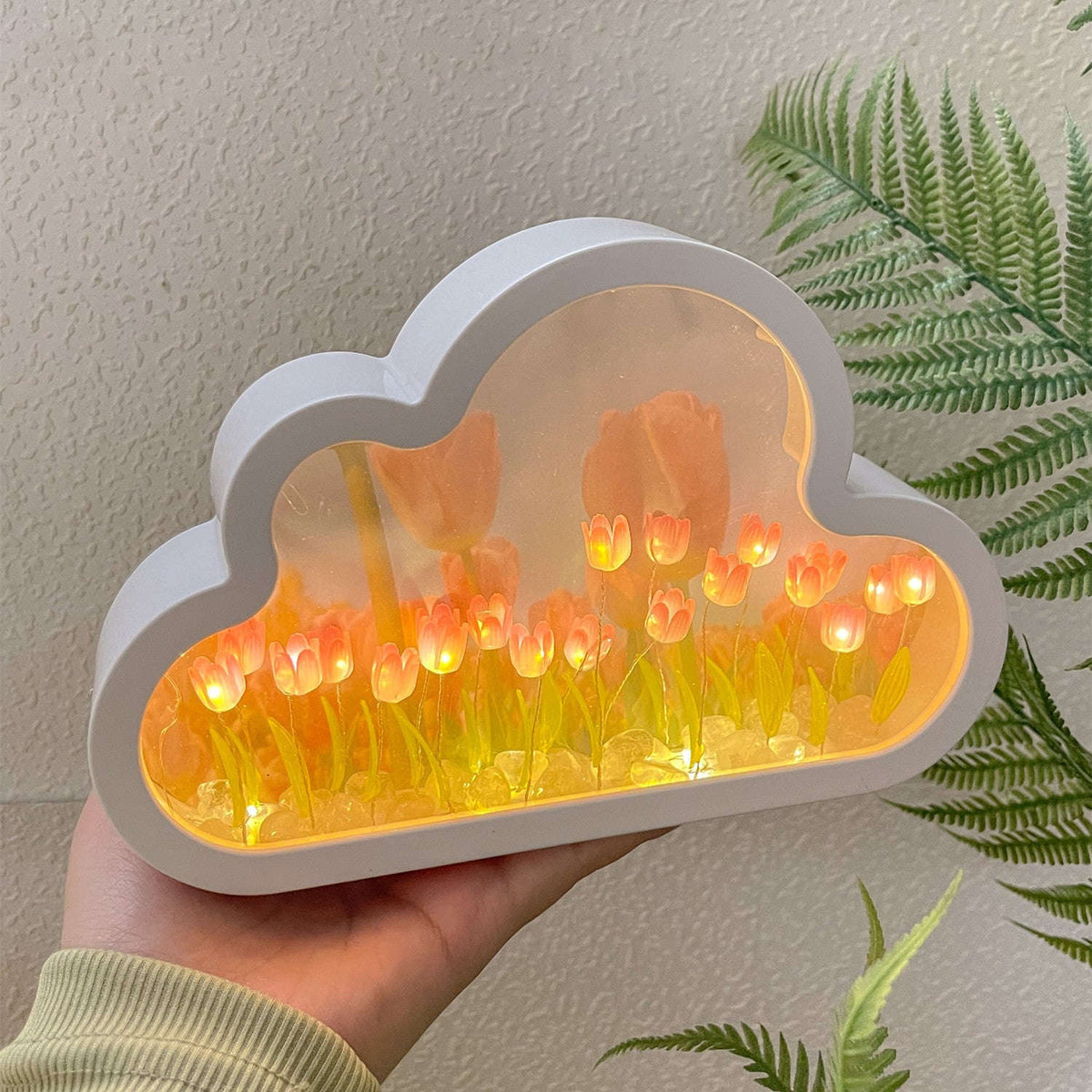 Tulip Night Lamp DIY Material Cloud Tulips Night Lamp Decorative Mirrors Photo Frame LED Table Lights Korean Creative Desk Bedroom Handmade Birthday Gifts | Orazek UK Ltd