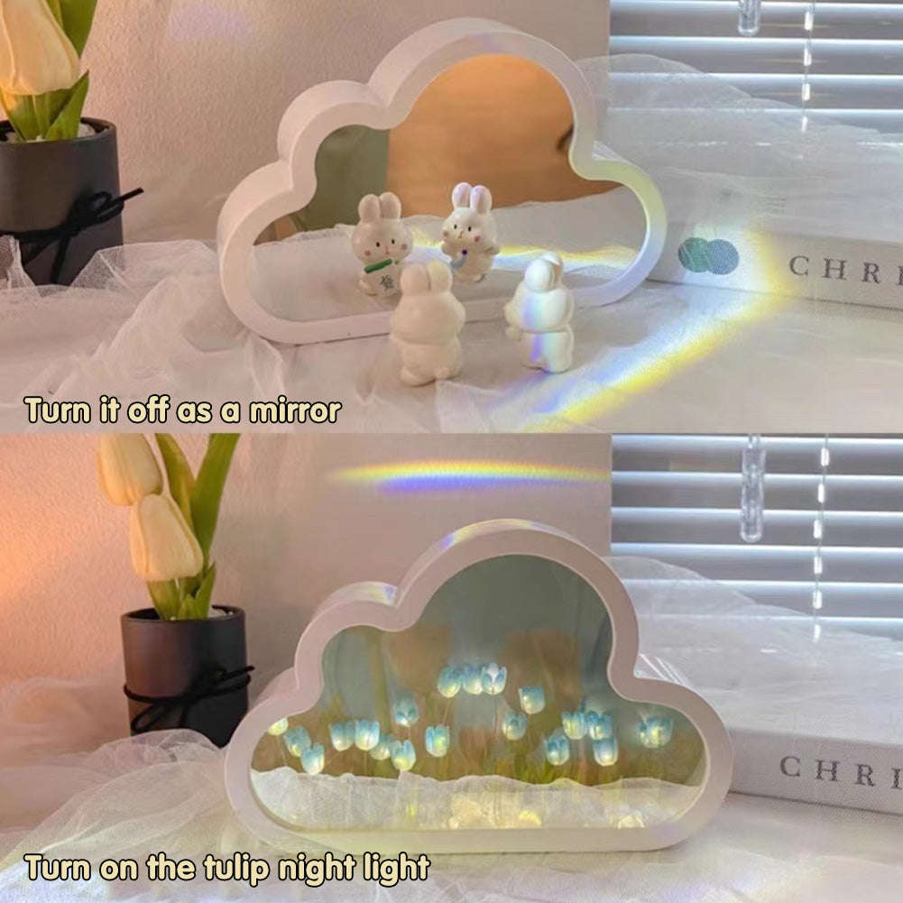 Tulip Night Lamp DIY Material Cloud Tulips Night Lamp Decorative Mirrors Photo Frame LED Table Lights Korean Creative Desk Bedroom Handmade Birthday Gifts | Orazek UK Ltd