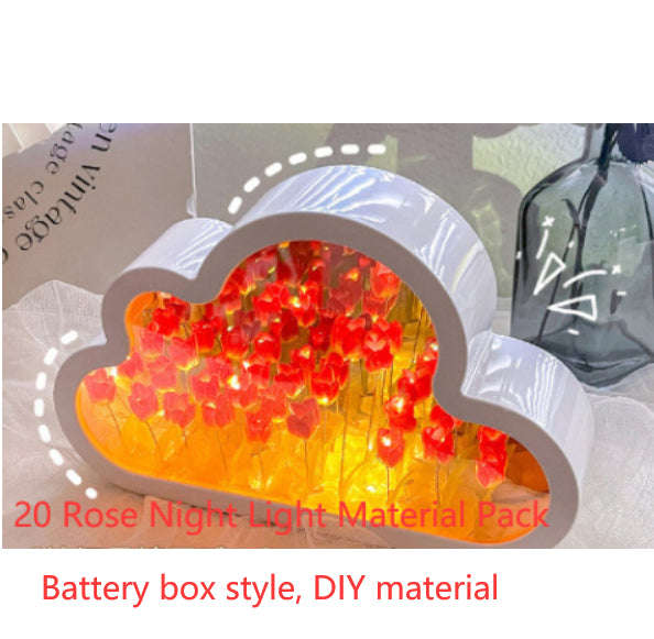 Tulip Night Lamp DIY Material Cloud Tulips Night Lamp Decorative Mirrors Photo Frame LED Table Lights Korean Creative Desk Bedroom Handmade Birthday Gifts | Orazek UK Ltd