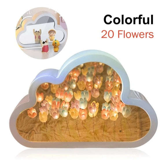Tulip Night Lamp DIY Material Cloud Tulips Night Lamp Decorative Mirrors Photo Frame LED Table Lights Korean Creative Desk Bedroom Handmade Birthday Gifts Orazek UK Ltd