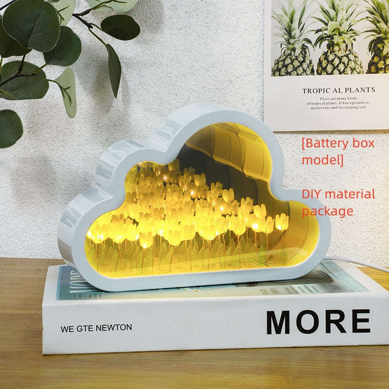 Tulip Night Lamp DIY Material Cloud Tulips Night Lamp Decorative Mirrors Photo Frame LED Table Lights Korean Creative Desk Bedroom Handmade Birthday Gifts Orazek UK Ltd