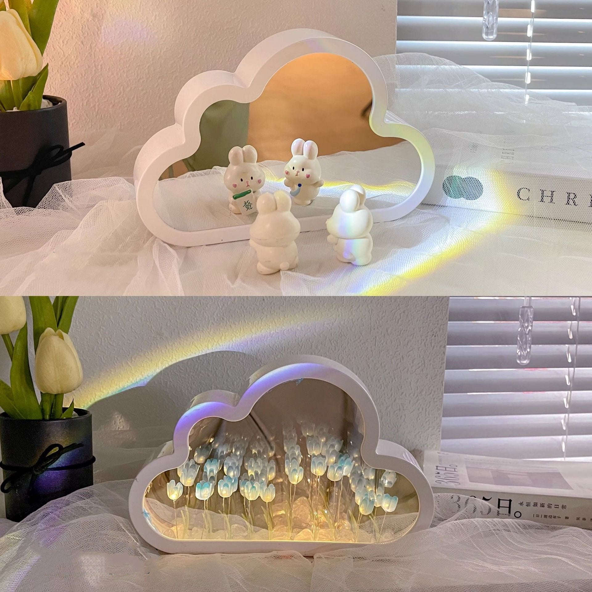 Tulip Night Lamp DIY Material Cloud Tulips Night Lamp Decorative Mirrors Photo Frame LED Table Lights Korean Creative Desk Bedroom Handmade Birthday Gifts Orazek UK Ltd