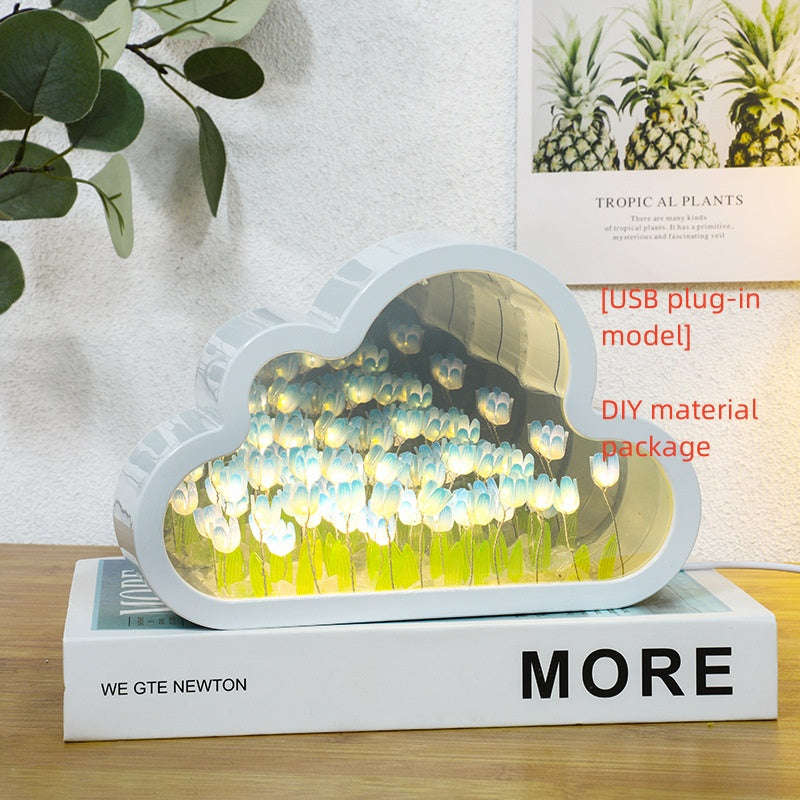 Tulip Night Lamp DIY Material Cloud Tulips Night Lamp Decorative Mirrors Photo Frame LED Table Lights Korean Creative Desk Bedroom Handmade Birthday Gifts Orazek UK Ltd