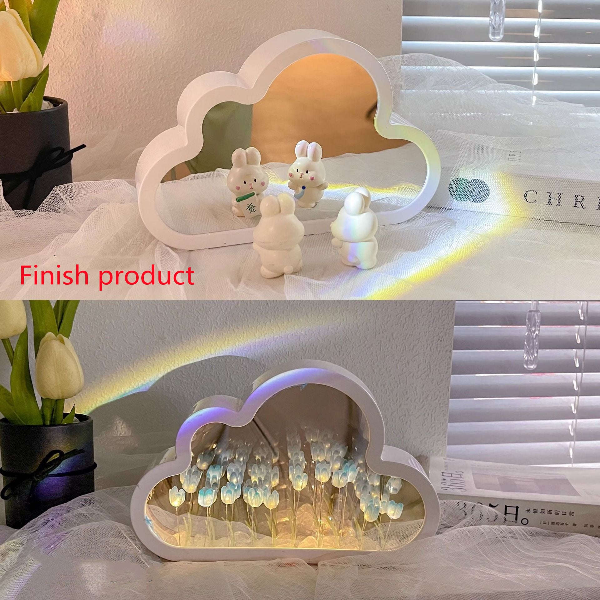 Tulip Night Lamp DIY Material Cloud Tulips Night Lamp Decorative Mirrors Photo Frame LED Table Lights Korean Creative Desk Bedroom Handmade Birthday Gifts Orazek UK Ltd