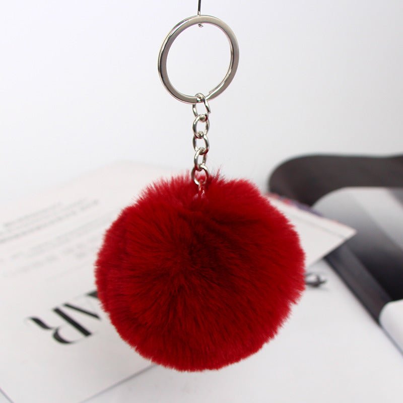 Twenty Colors Fluffy Fur Pom Pom Keychain Soft Faux Fur-like Ball Car Keyring Key Holder Women Bag | Orazek UK Ltd