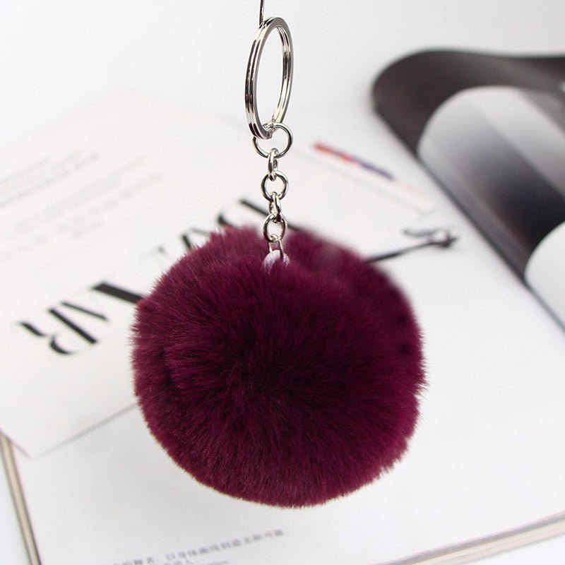 Twenty Colors Fluffy Fur Pom Pom Keychain Soft Faux Fur-like Ball Car Keyring Key Holder Women Bag | Orazek UK Ltd