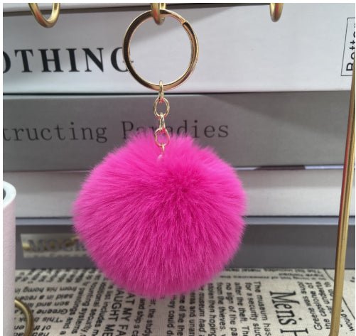 Twenty Colors Fluffy Fur Pom Pom Keychain Soft Faux Fur-like Ball Car Keyring Key Holder Women Bag | Orazek UK Ltd