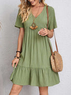 V-neck Short Sleeve Dress Summer Fashion Casual Loose Ruffled Dresses Beach Clothing Women Orazek UK Ltd