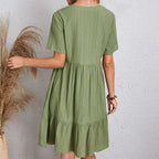 V-neck Short Sleeve Dress Summer Fashion Casual Loose Ruffled Dresses Beach Clothing Women Orazek UK Ltd
