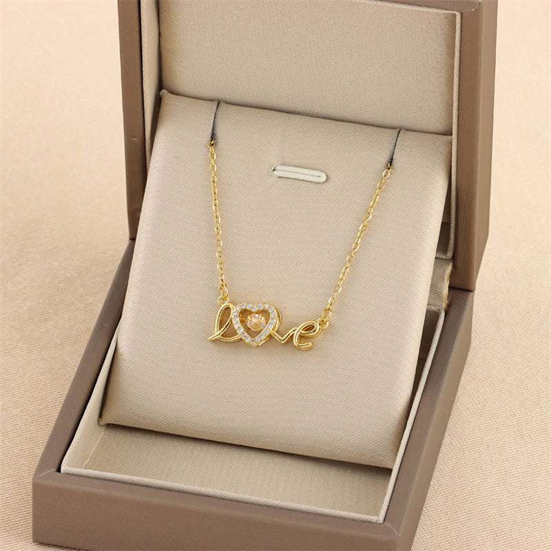 Valentines Day Gift New Stainless Steel Necklace Fashion New Love Smart Necklace Female Clavicle Chain Fashion Jewelry Woman | Orazek UK Ltd