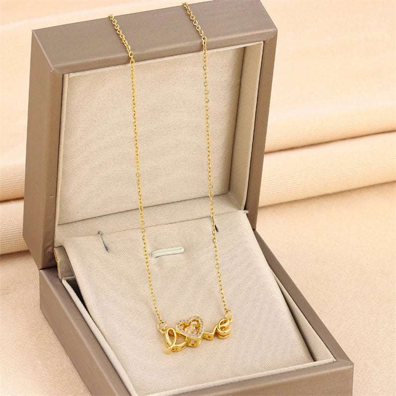 Valentines Day Gift New Stainless Steel Necklace Fashion New Love Smart Necklace Female Clavicle Chain Fashion Jewelry Woman | Orazek UK Ltd
