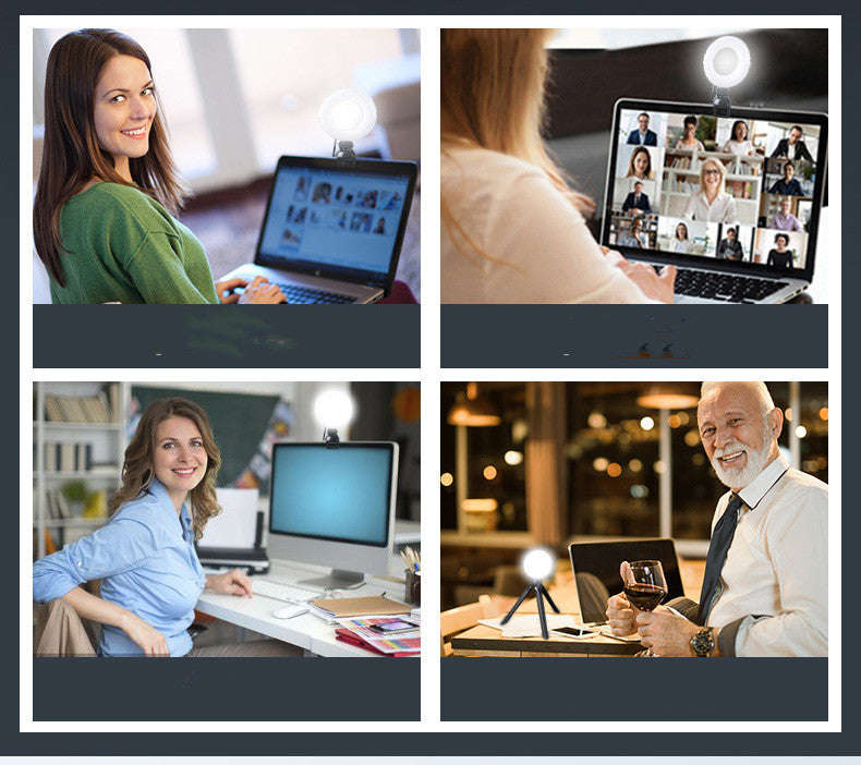 Video Conference 4 Inch Fill Light Computer Live Photography Light LED Selfie Light USB Powered Round Camera Lamp Dimmable LED Ring Light With Phone Holder | Orazek UK Ltd