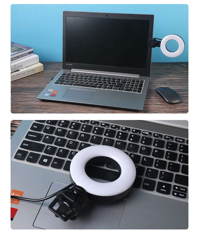 Video Conference 4 Inch Fill Light Computer Live Photography Light LED Selfie Light USB Powered Round Camera Lamp Dimmable LED Ring Light With Phone Holder | Orazek UK Ltd