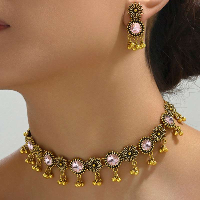 Vintage Flower Sparkling Diamond Drip Earrings Women's Necklace Earrings | Orazek UK Ltd