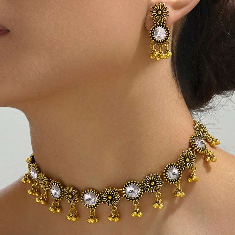 Vintage Flower Sparkling Diamond Drip Earrings Women's Necklace Earrings | Orazek UK Ltd