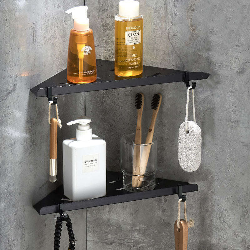 Wall Mount Triangle Bathroom Shelves Floating Black Shelf Al | Orazek UK Ltd