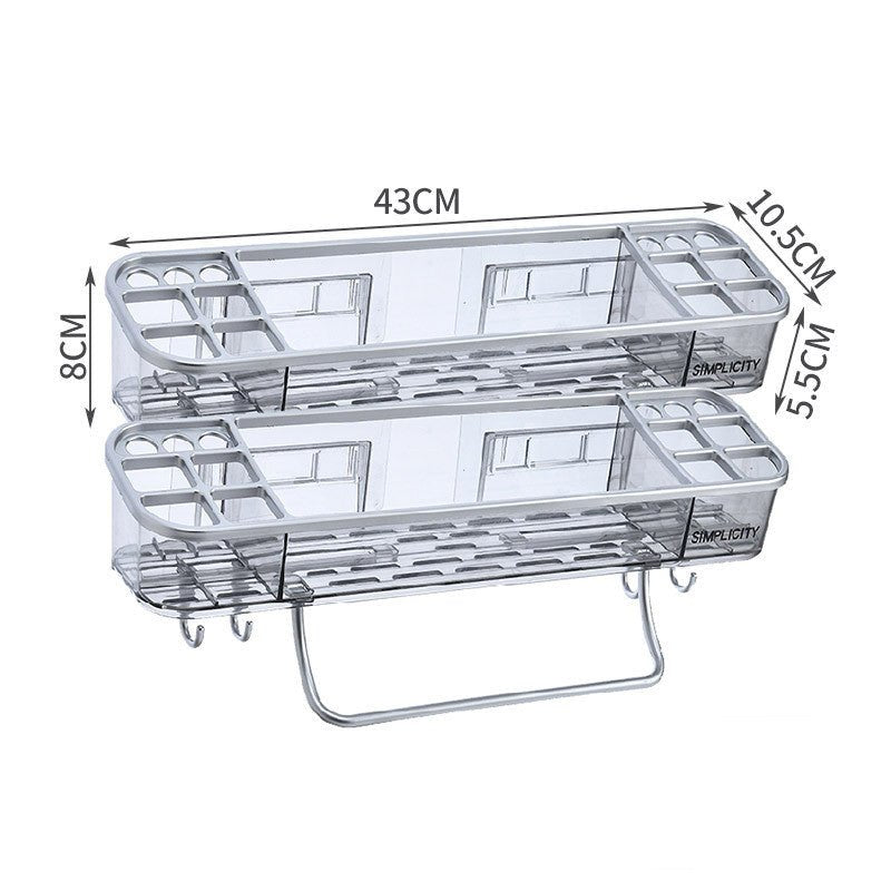 Wall-Mounted Triangle Storagex Rack Bathroom Shelf With Towel Bar Hooks Organizer For Bath Household Items Bathroom Accessories | Orazek UK Ltd