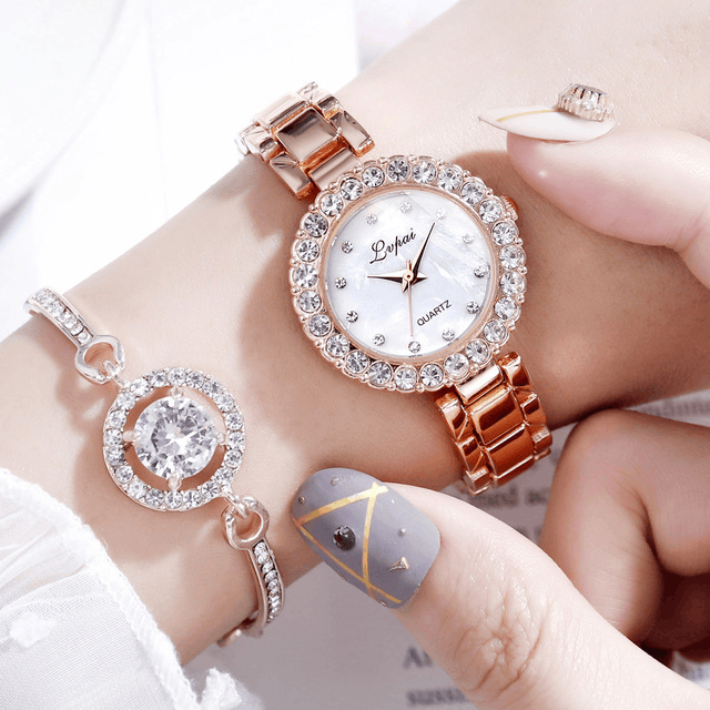 Watches-Set Bangle Clock Bracelet Wrist-Watch Quartz Women Fashion Ladies Brand Luxury | Orazek UK Ltd
