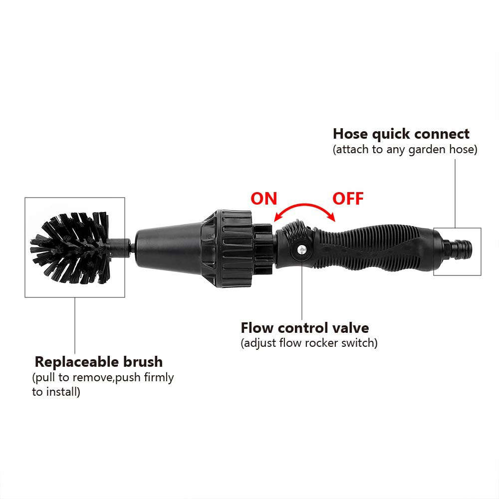 Water-driven Rotary Cleaning Brush Wash Hand-held Water Spray Brush | Orazek UK Ltd