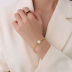 White Sea Shell Peach Heart-shaped Chain Bracelet Jewelry | Orazek UK Ltd