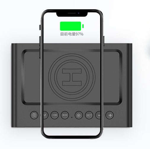 Wireless Charging Bluetooth Speaker Clock Led Alarm Clock Audio Wireless Charging Bluetooth Speaker | Orazek UK Ltd