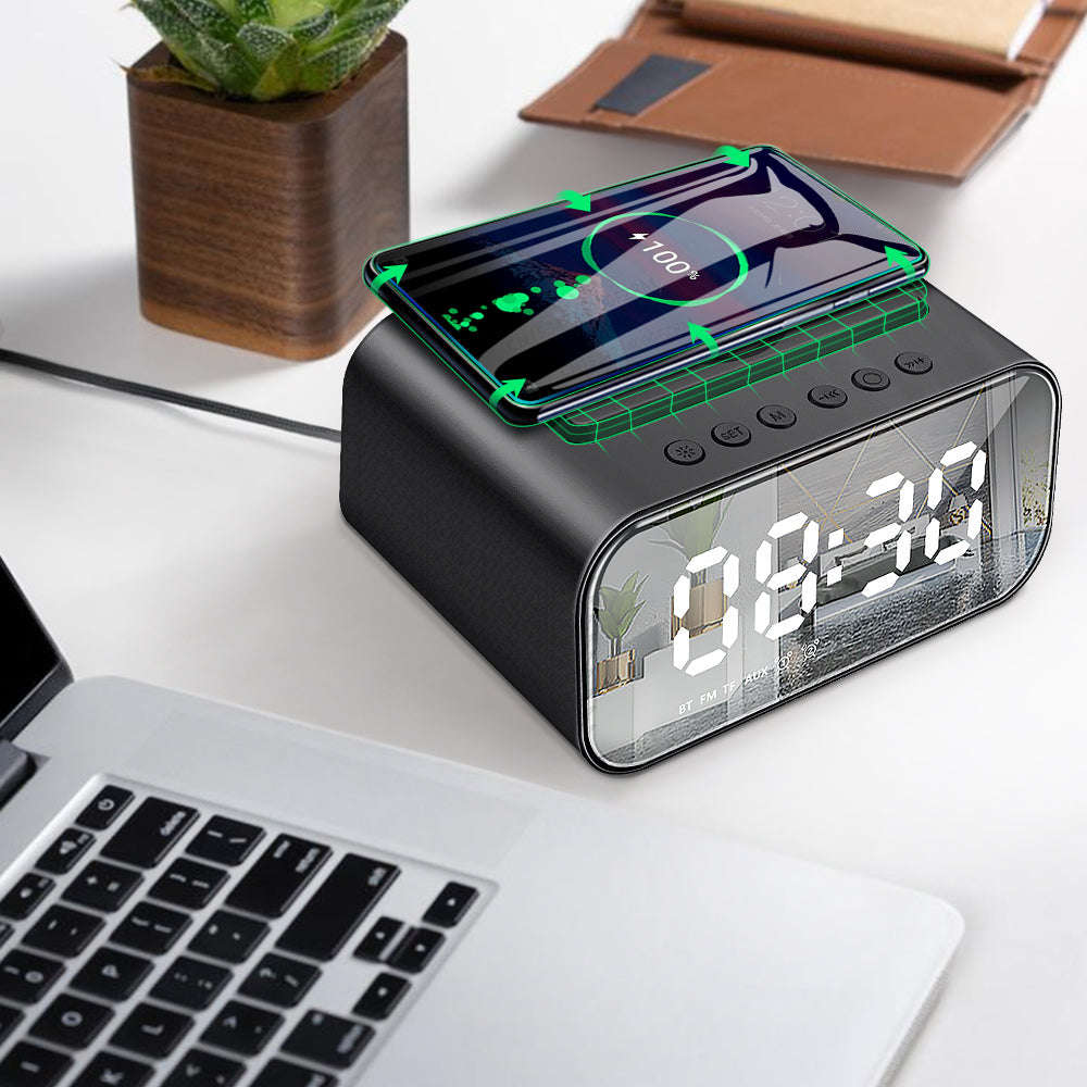 Wireless Charging Bluetooth Speaker Clock Led Alarm Clock Audio Wireless Charging Bluetooth Speaker | Orazek UK Ltd