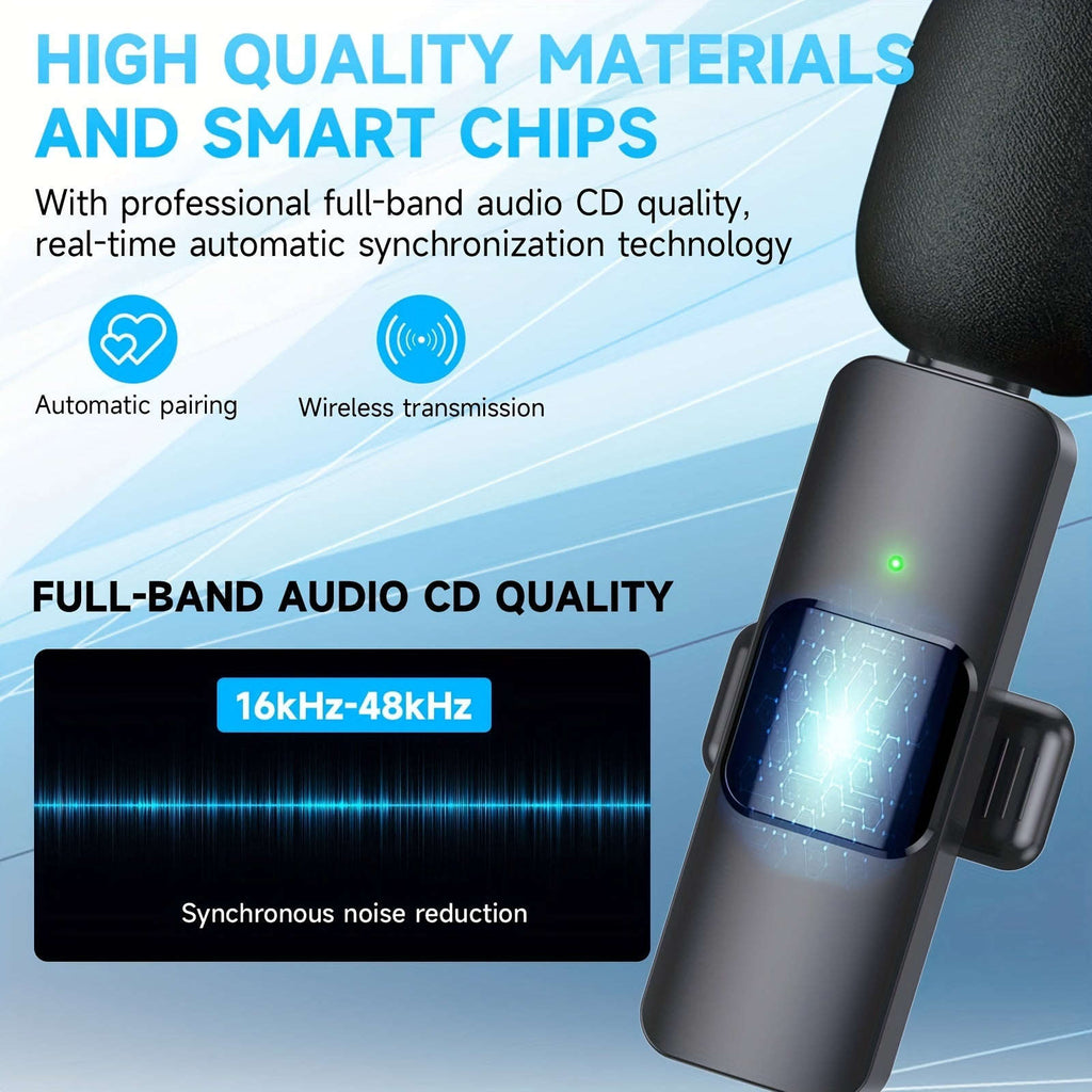 Wireless Lavalier Lapel Microphone For IPhone IPad Professional Wireless Clip Mic - Cordless Omnidirectional Condenser Recording Mic For Interview Video Podcast Vlog YouTube | Orazek UK Ltd