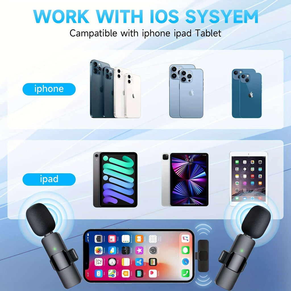 Wireless Lavalier Lapel Microphone For IPhone IPad Professional Wireless Clip Mic - Cordless Omnidirectional Condenser Recording Mic For Interview Video Podcast Vlog YouTube | Orazek UK Ltd